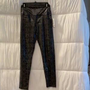 7 For All Mankind Black Patterned faux leather leggings